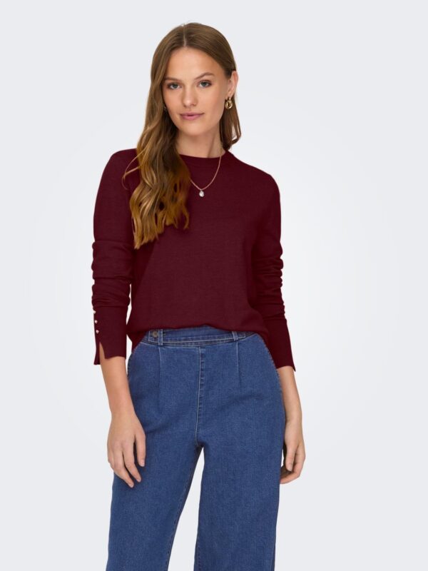 jdyMalou L/S On Button Pullover Knt Noos Cabernet