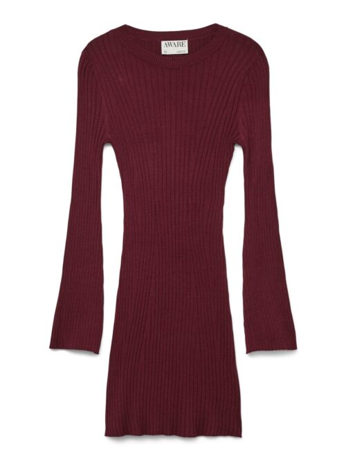 awSia Ls O-Neck Short Knit Dress Zinfandel