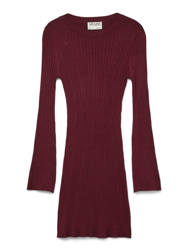 awSia Ls O-Neck Short Knit Dress Zinfandel