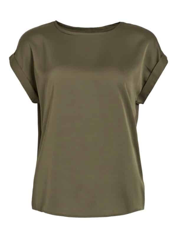 viEllette S/S Satin Top Noos Dusty Olive - Bilde 2