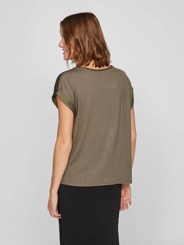 viEllette S/S Satin Top Noos Dusty Olive - Bilde 3
