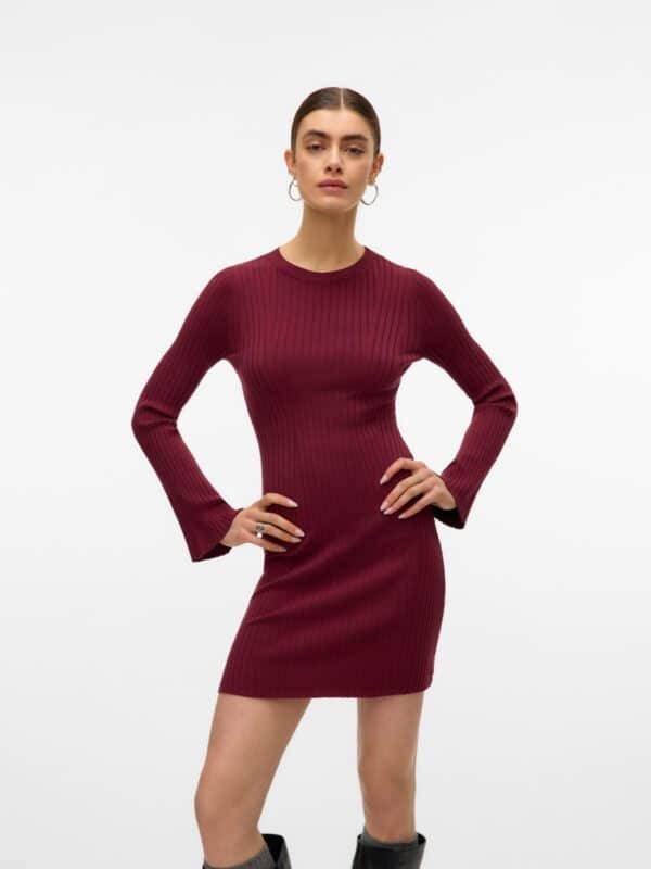 awSia Ls O-Neck Short Knit Dress Zinfandel - Bilde 2
