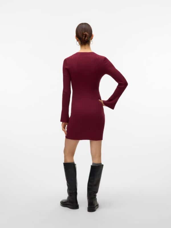 awSia Ls O-Neck Short Knit Dress Zinfandel - Bilde 3