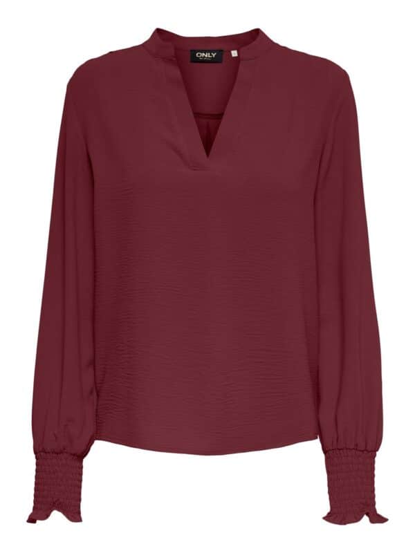 onlMette V-Neck LS Smock Top Noos Wvn Tawny Pot