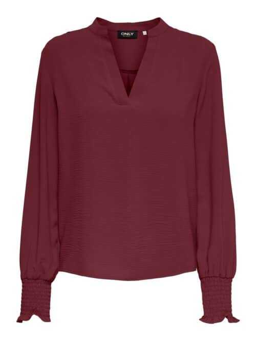 onlMette V-Neck LS Smock Top Noos Wvn Tawny Pot
