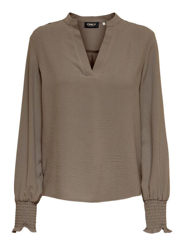 onlMette V-Neck LS Smock Top Noos Wvn Brown Lentil