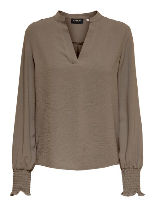 onlMette V-Neck LS Smock Top Noos Wvn Brown Lentil
