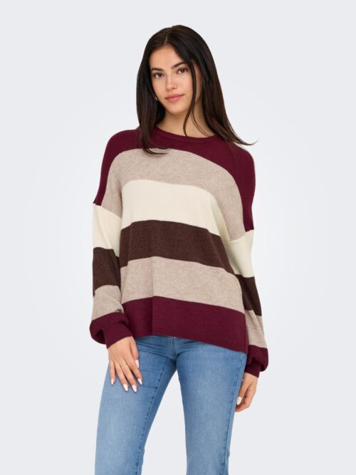 onlAtia L/S Stripe Pullover Knt Noos Zinfandel