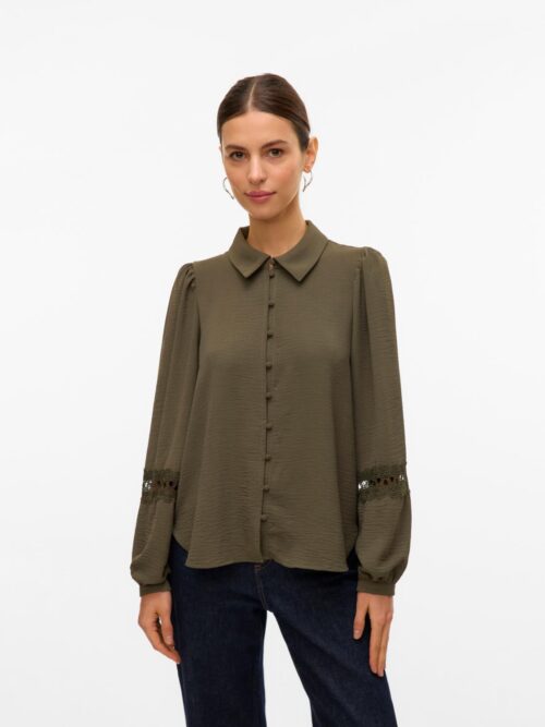 vmAlva Lace LS Shirt Wvn Grape Leaf