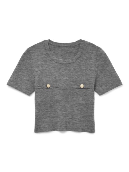 vmKristin SS Pullover Medium Grey Melange