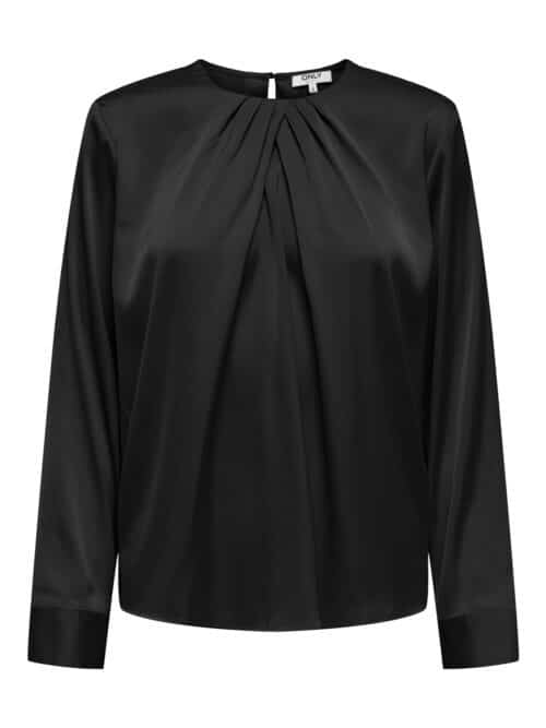 onlCamille LS Satin Detail Top WVN Black