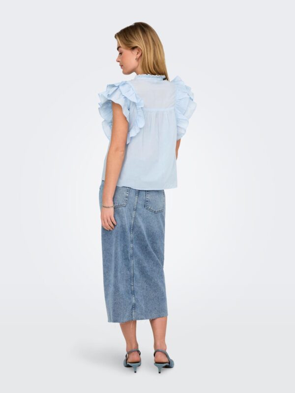 onlSunny Life Capsl Frill Top Noos Cashmere Blue - Bilde 3