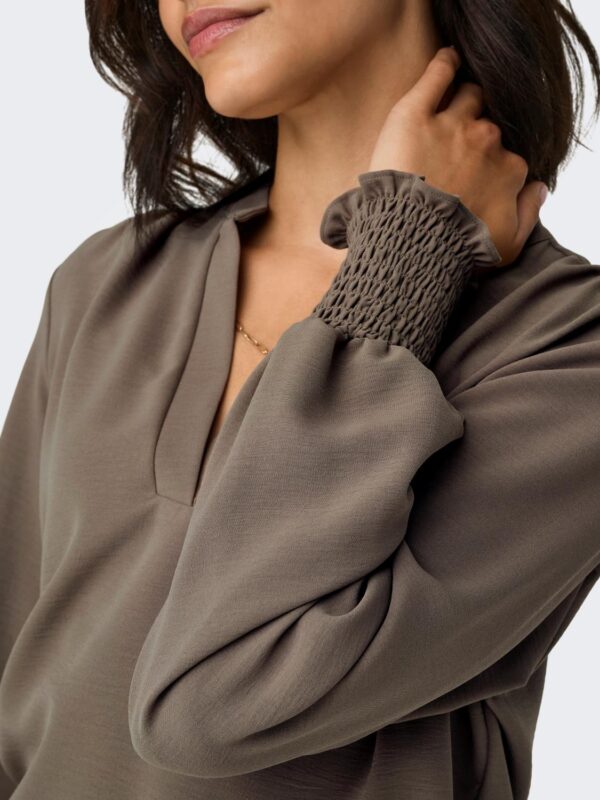onlMette V-Neck LS Smock Top Noos Wvn Brown Lentil - Bilde 4