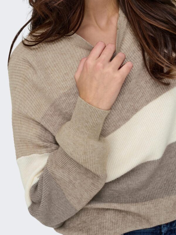onlAtia L/S Stripe Pullover Knt Noos Feather Gray - Bilde 4